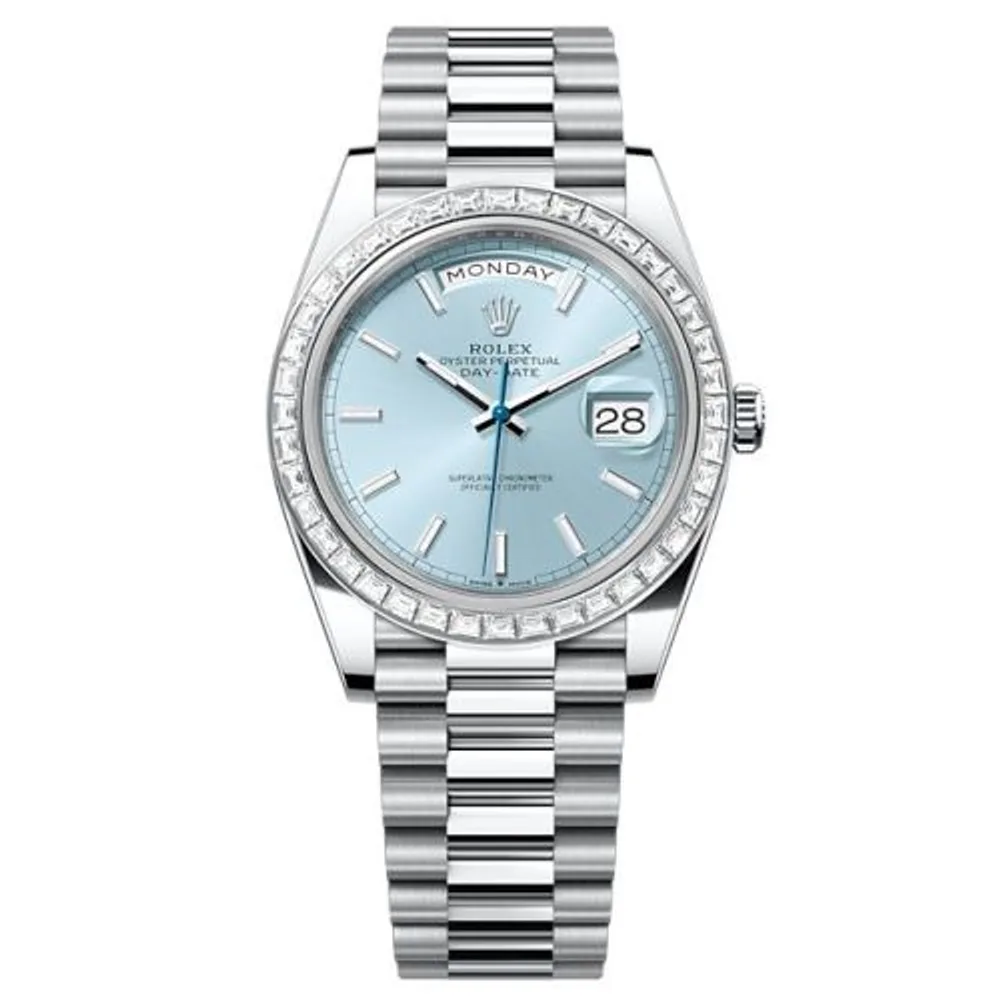 Rolex Day-Date 40 Platinum - Baguette / Ice Blue