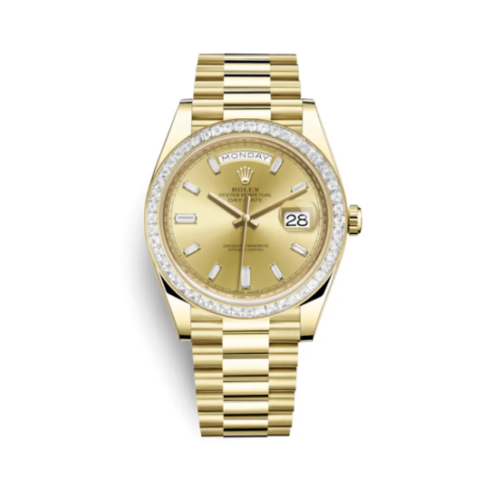 Rolex Day-Date 40 Yellow Gold - Baguette / Champagne - Baguette