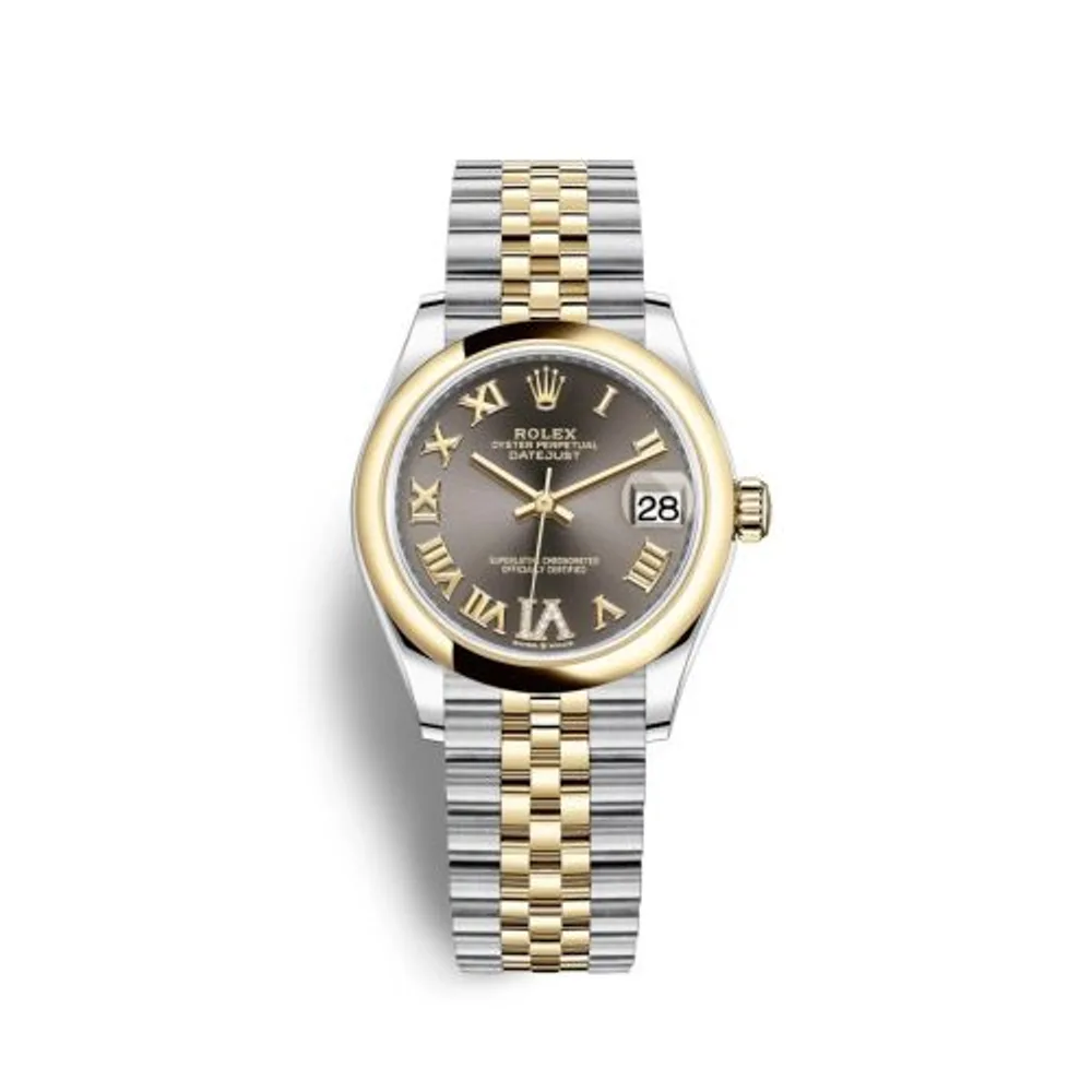Rolex Datejust 31 Stainless Steel / Yellow Gold / Domed / Grey - Roman / Jubilee