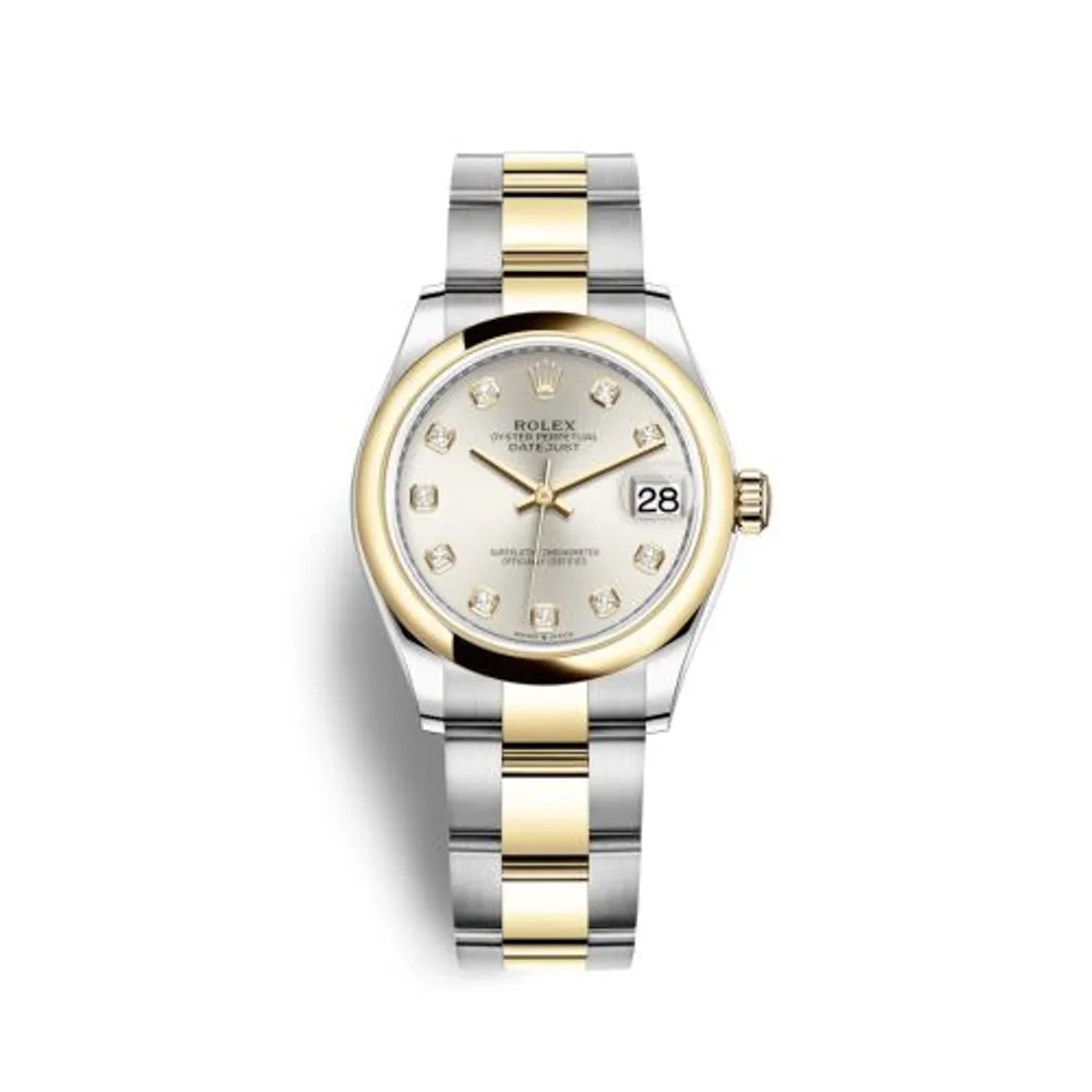 Rolex Datejust 31 Stainless Steel / Yellow Gold / Domed / Silver - Diamond / Oyster
