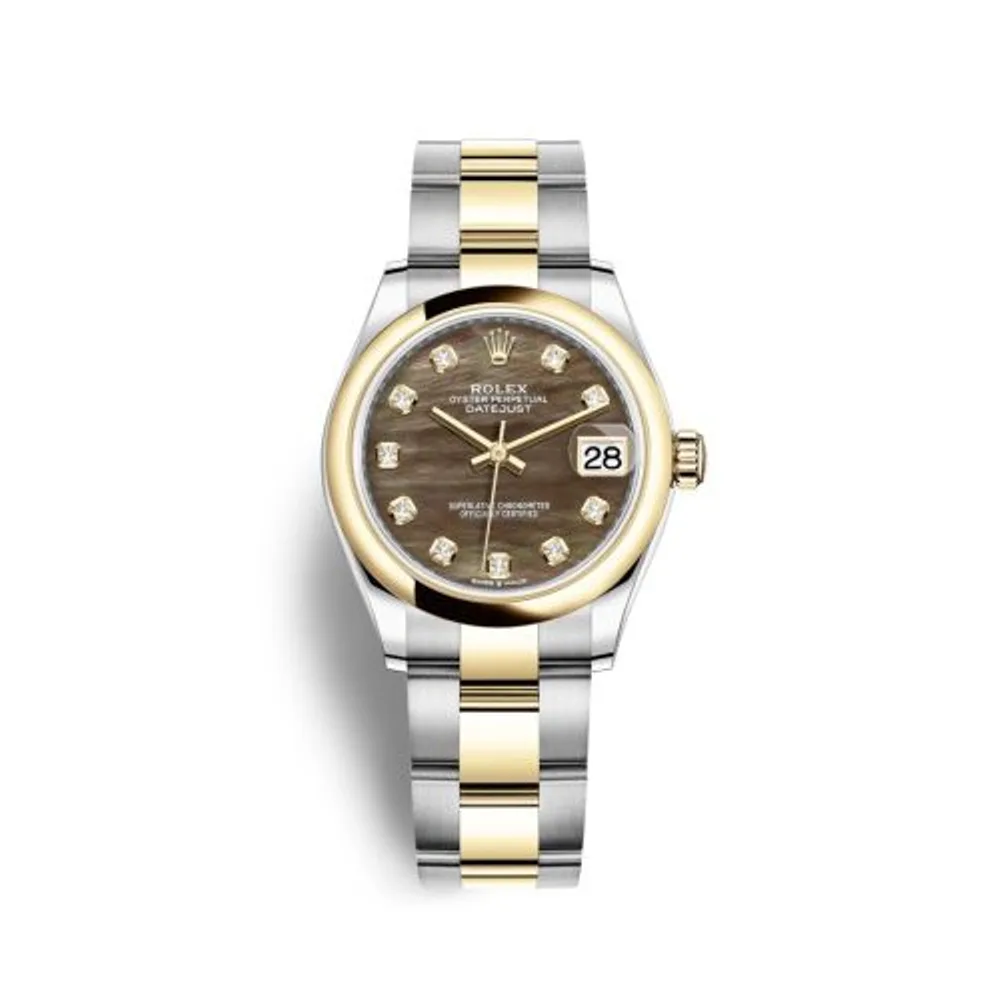 Rolex Datejust 31 Stainless Steel / Yellow Gold / Domed / Black MOP / Oyster