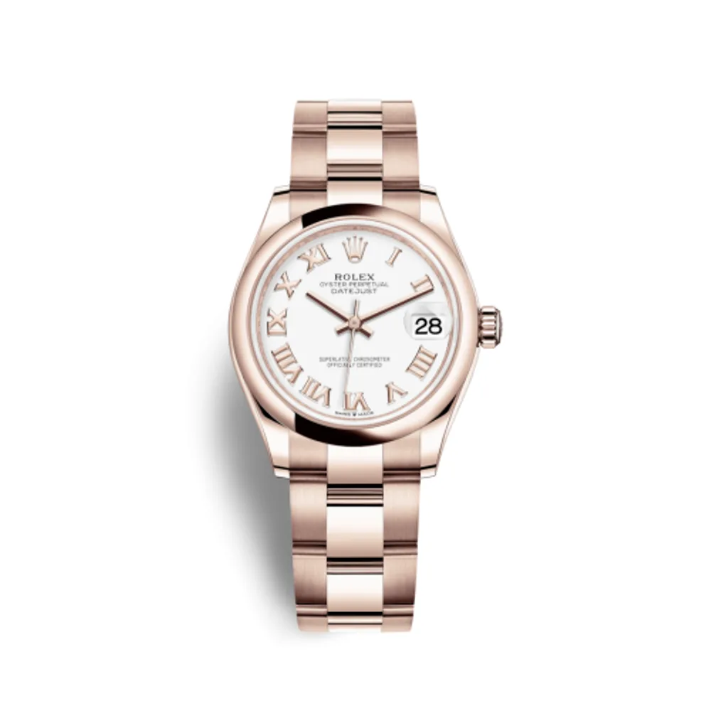 Rolex Datejust 31 Rose Gold / Domed / White - Roman / Oyster