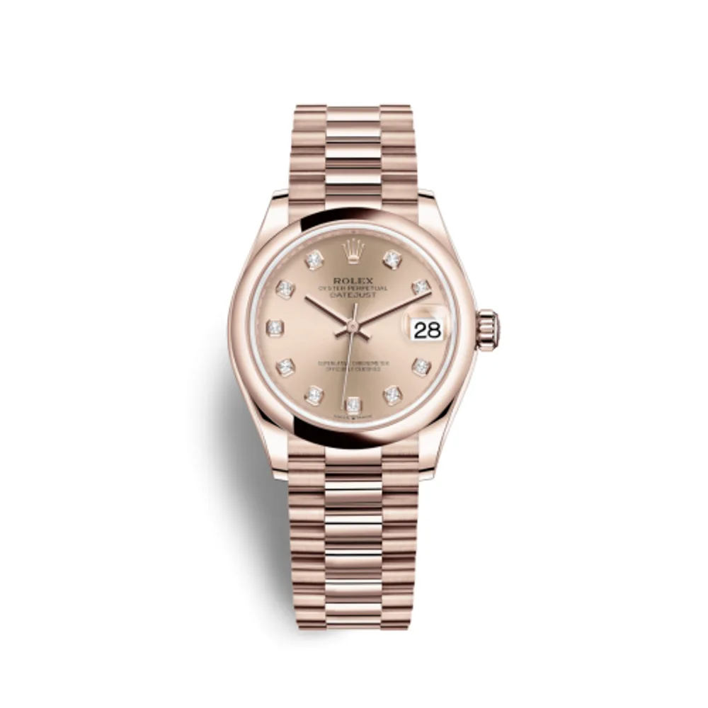 Rolex Datejust 31 Rose Gold / Domed / Rose - Diamond / President