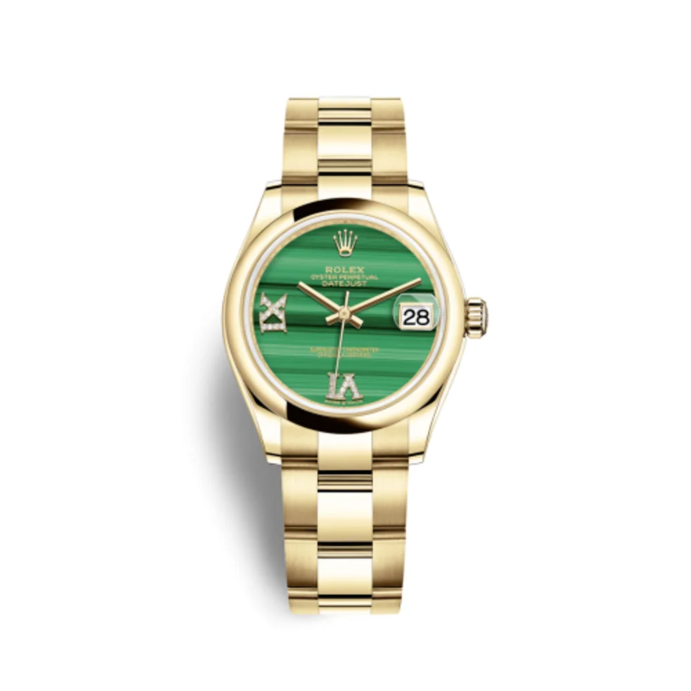 Rolex Datejust 31 Yellow Gold / Domed / Malachite / Oyster