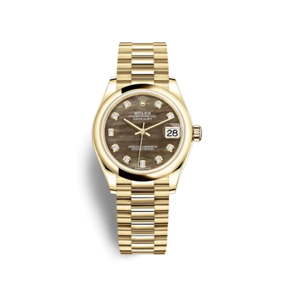 Rolex Datejust 31 Yellow Gold / Domed / Black MOP / President