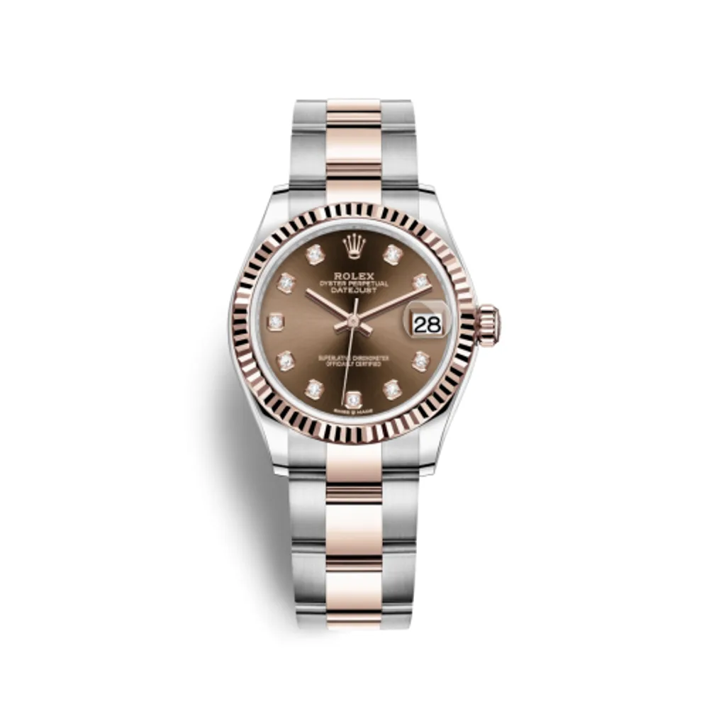 Rolex Datejust 31 Stainless Steel/ Rose Gold / Fluted / Chocolate - Diamond / Oyster
