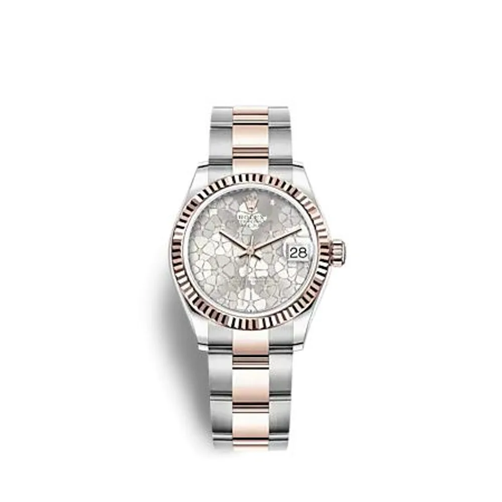 Rolex Datejust 31 Stainless Steel/ Rose Gold / Fluted / Silver - Floral / Oyster