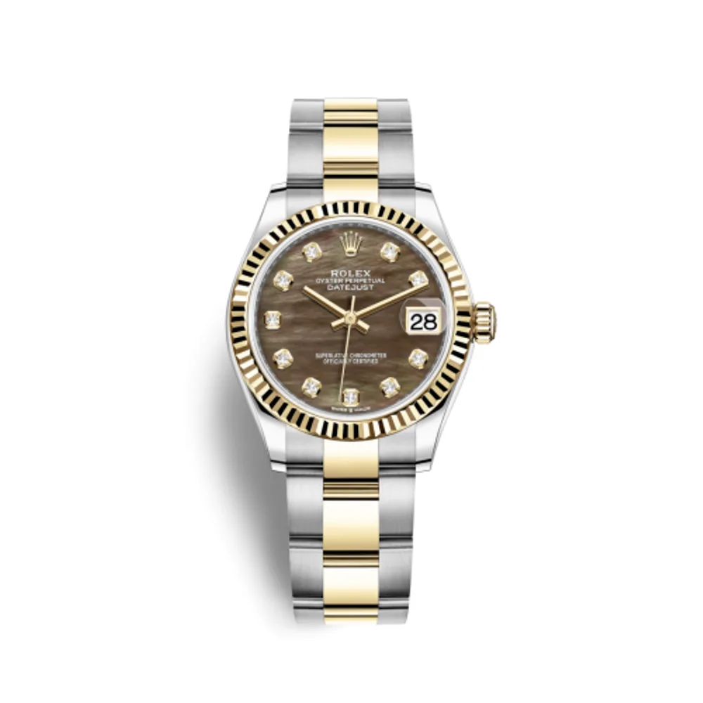 Rolex Datejust 31 Stainless Steel / Yellow Gold / Fluted / Black MOP / Oyster
