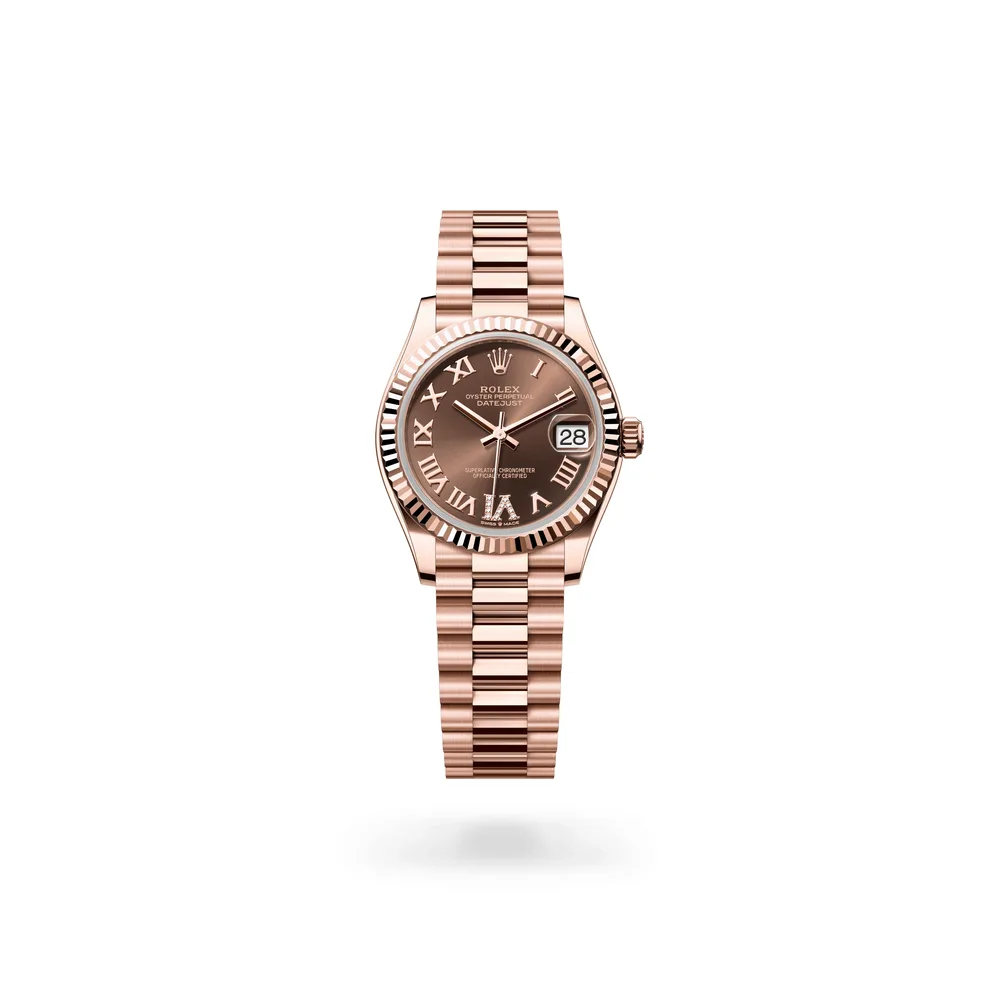 Rolex Datejust 31 Oyster, 31 mm, Everose gold, 18 kt Everose gold, Chocolate dial