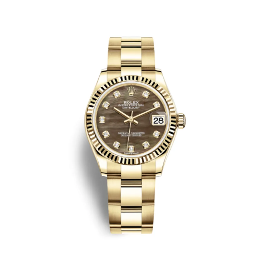 Rolex Datejust 31 Yellow Gold / Fluted / Black MOP / Oyster