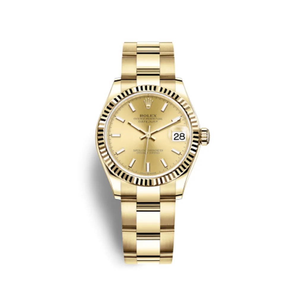 Rolex Datejust 31 Yellow Gold / Fluted / Champagne / Oyster