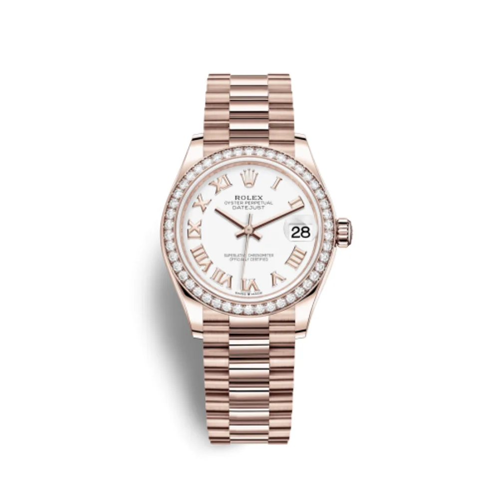 Rolex Datejust 31 Rose Gold / Diamond / White - Roman / President