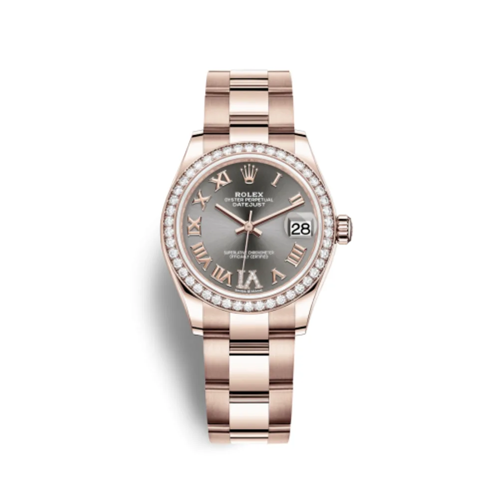 Rolex Datejust 31 Rose Gold / Diamond / Grey - Roman / Oyster