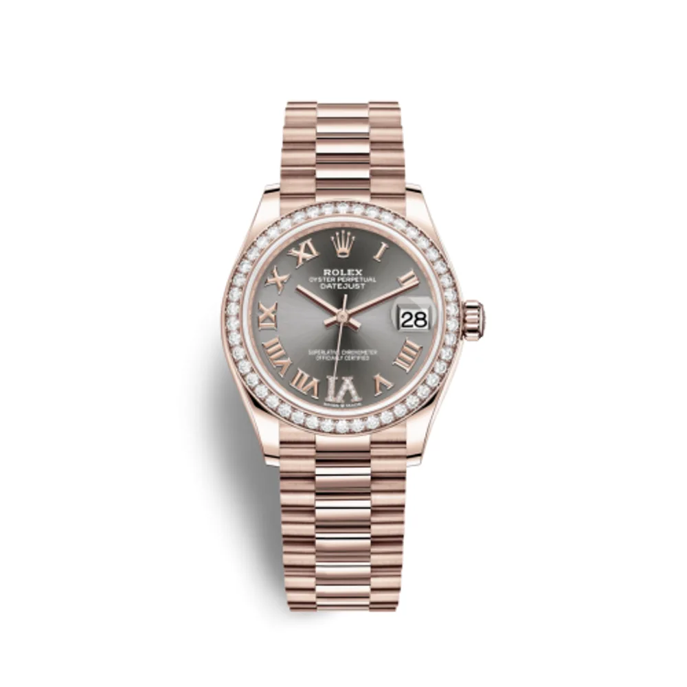 Rolex Datejust 31 Rose Gold / Diamond / Grey - Roman / President