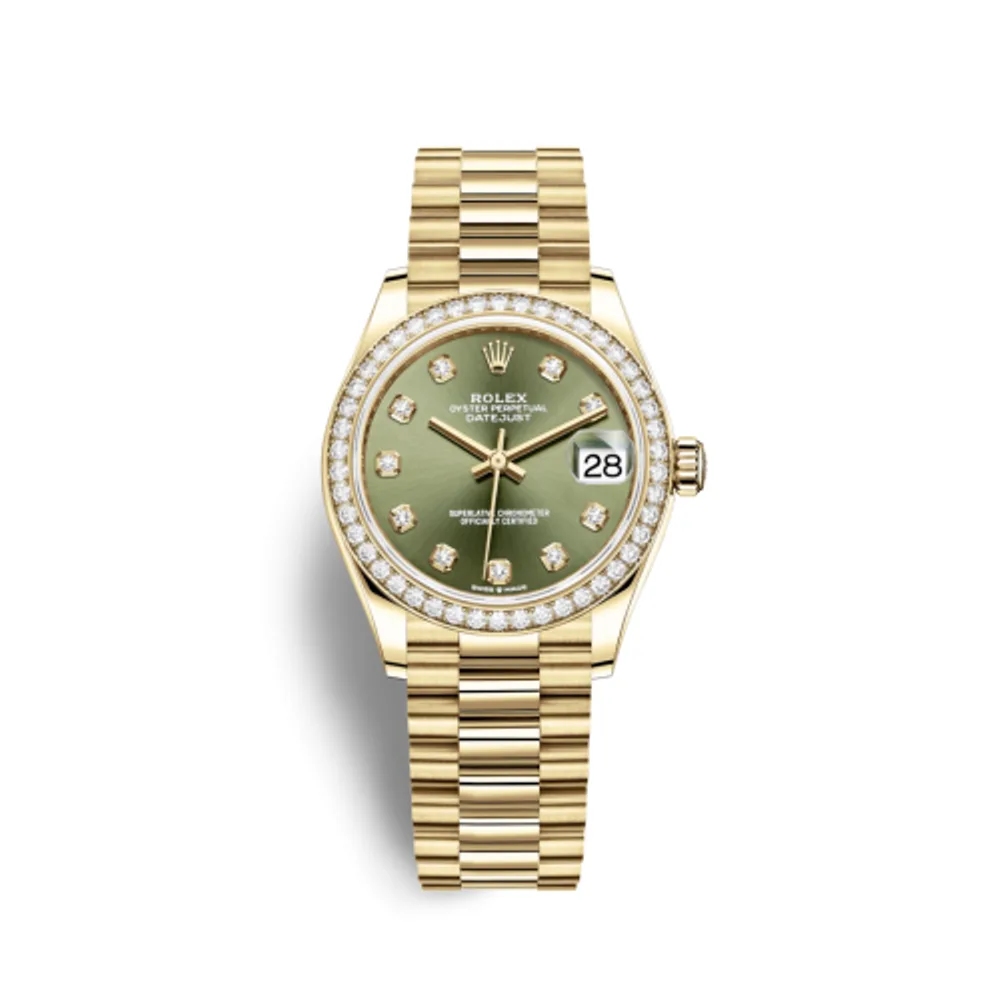 Rolex Datejust 31 Yellow Gold / Diamond / Olive - Diamond / President