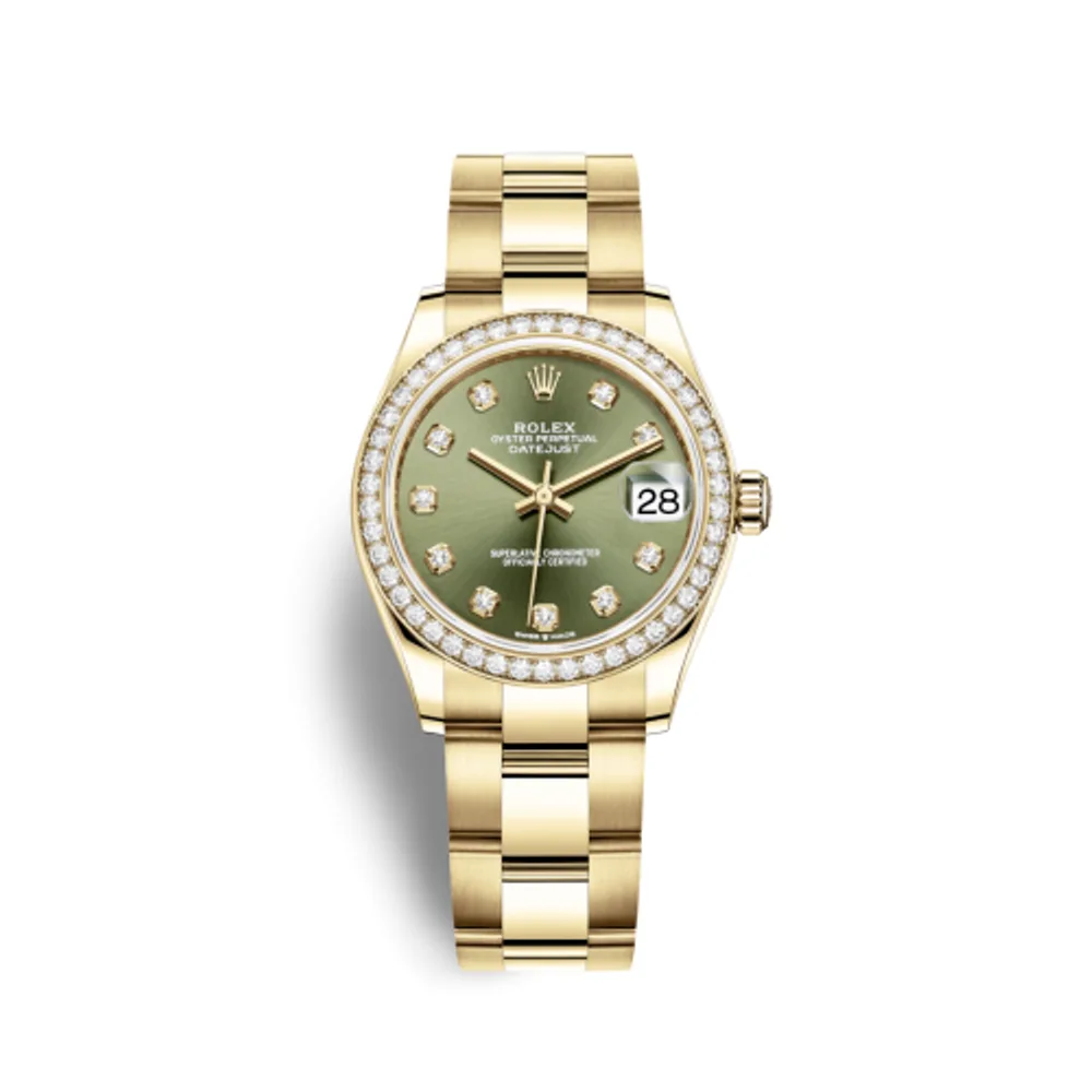 Rolex Datejust 31 Yellow Gold / Diamond / Olive - Diamond / Oyster
