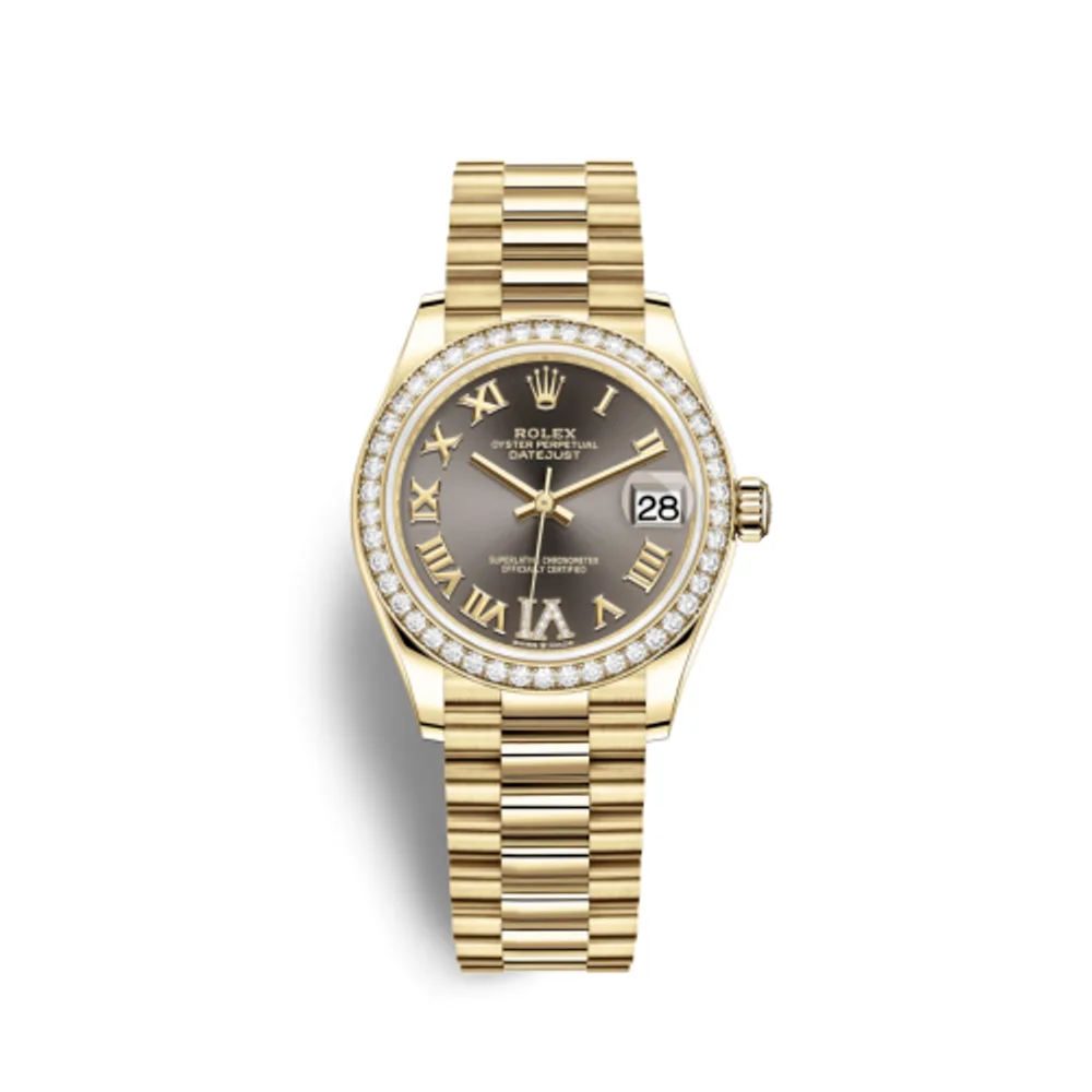 Rolex Datejust 31 Yellow Gold / Diamond / Grey - Roman / President