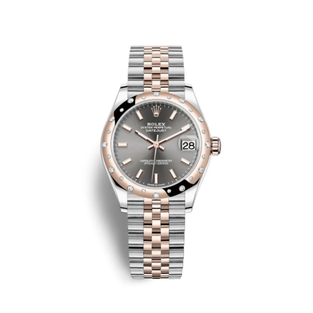 Rolex Datejust 31 Stainless Steel/ Rose Gold / Domed - Diamond / Grey / Jubilee