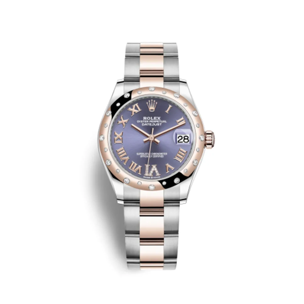 Rolex Datejust 31 Stainless Steel/ Rose Gold / Domed - Diamond / Aubergine - Roman / Oyster