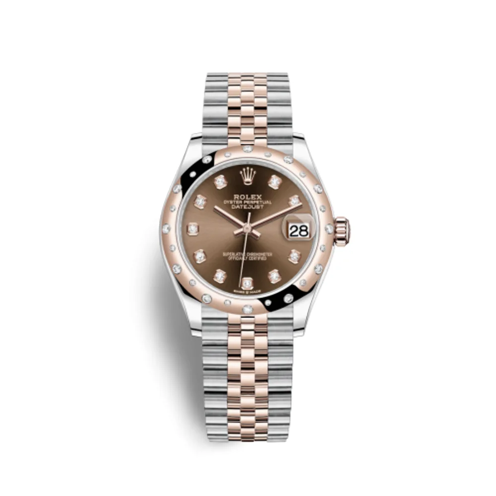 Rolex Datejust 31 Stainless Steel/ Rose Gold / Domed - Diamond / Chocolate - Diamond / Jubilee