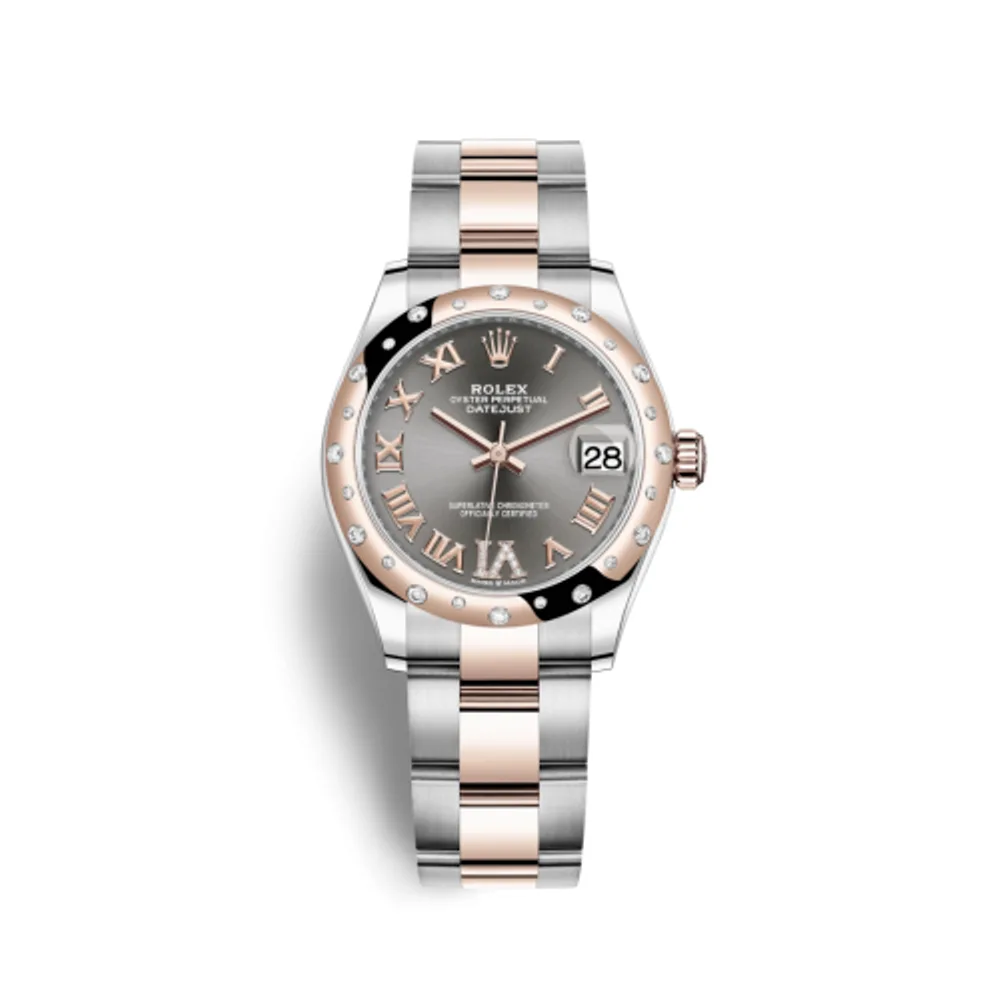 Rolex Datejust 31 Stainless Steel/ Rose Gold / Domed - Diamond / Grey - Roman / Oyster