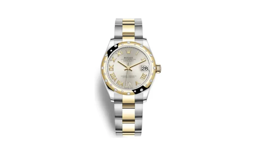Rolex Datejust 31 Stainless Steel / Yellow Gold / Domed - Diamond / Silver - Roman / Oyster
