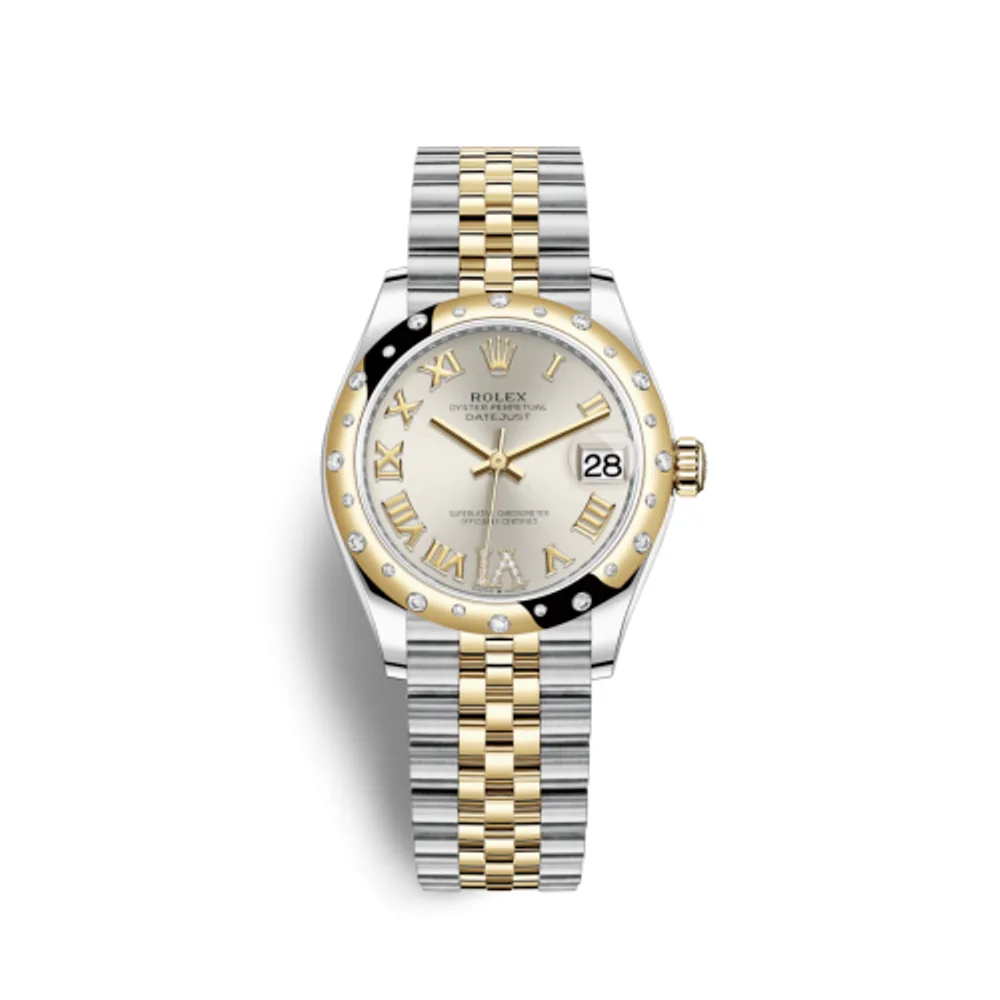 Rolex Datejust 31 Stainless Steel / Yellow Gold / Domed - Diamond / Silver - Roman / Jubilee