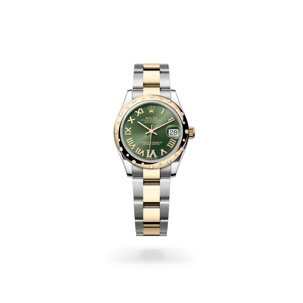 Rolex Datejust 31 Oyster, 31 mm, Oystersteel, yellow gold and diamonds, Yellow Rolesor, Olive green dial