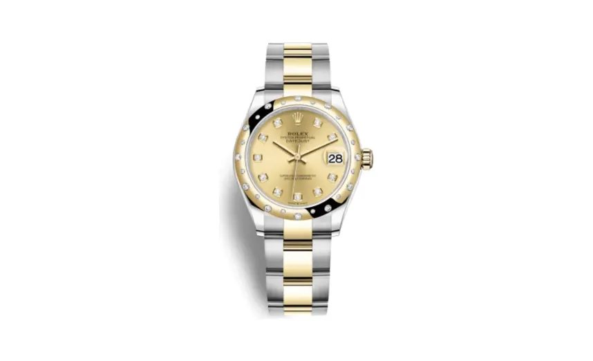 Rolex Datejust 31 Stainless Steel / Yellow Gold / Domed - Diamond / Champagne - Diamond / Oyster