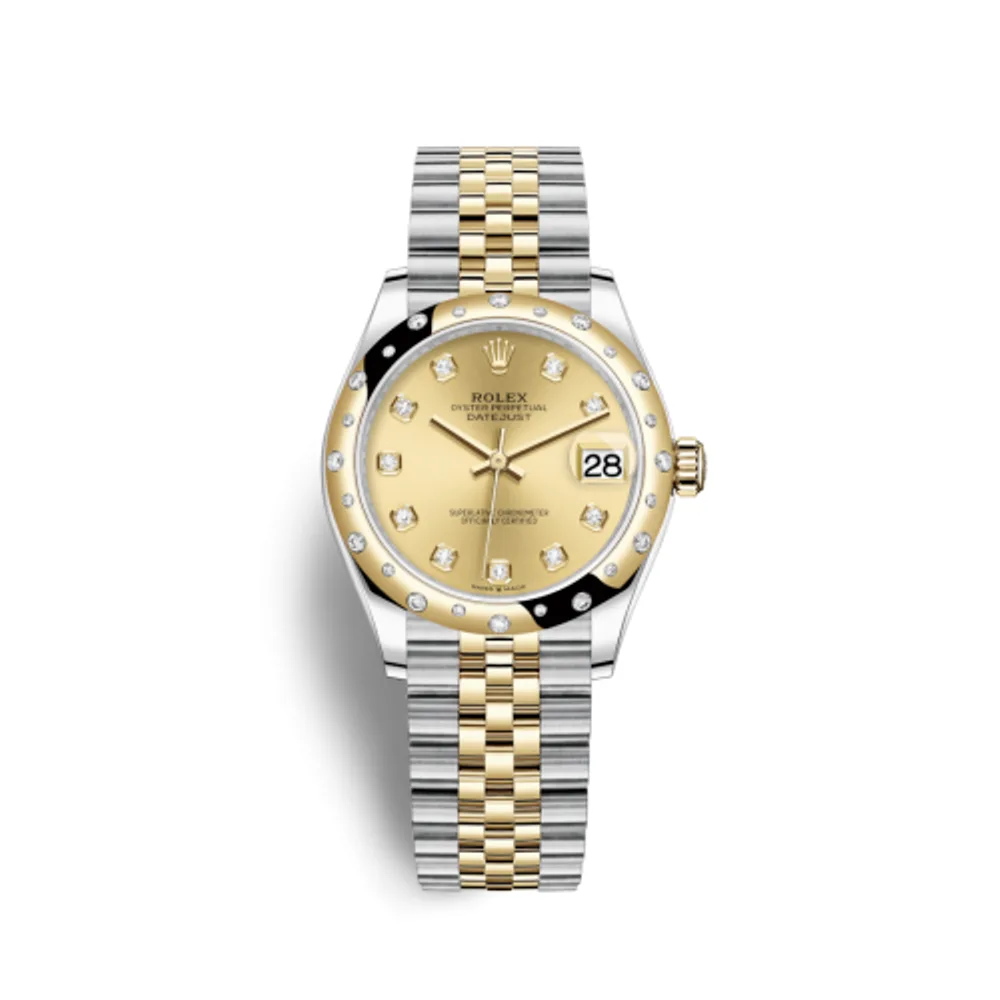 Rolex Datejust 31 Stainless Steel / Yellow Gold / Domed - Diamond / Champagne - Diamond / Jubilee