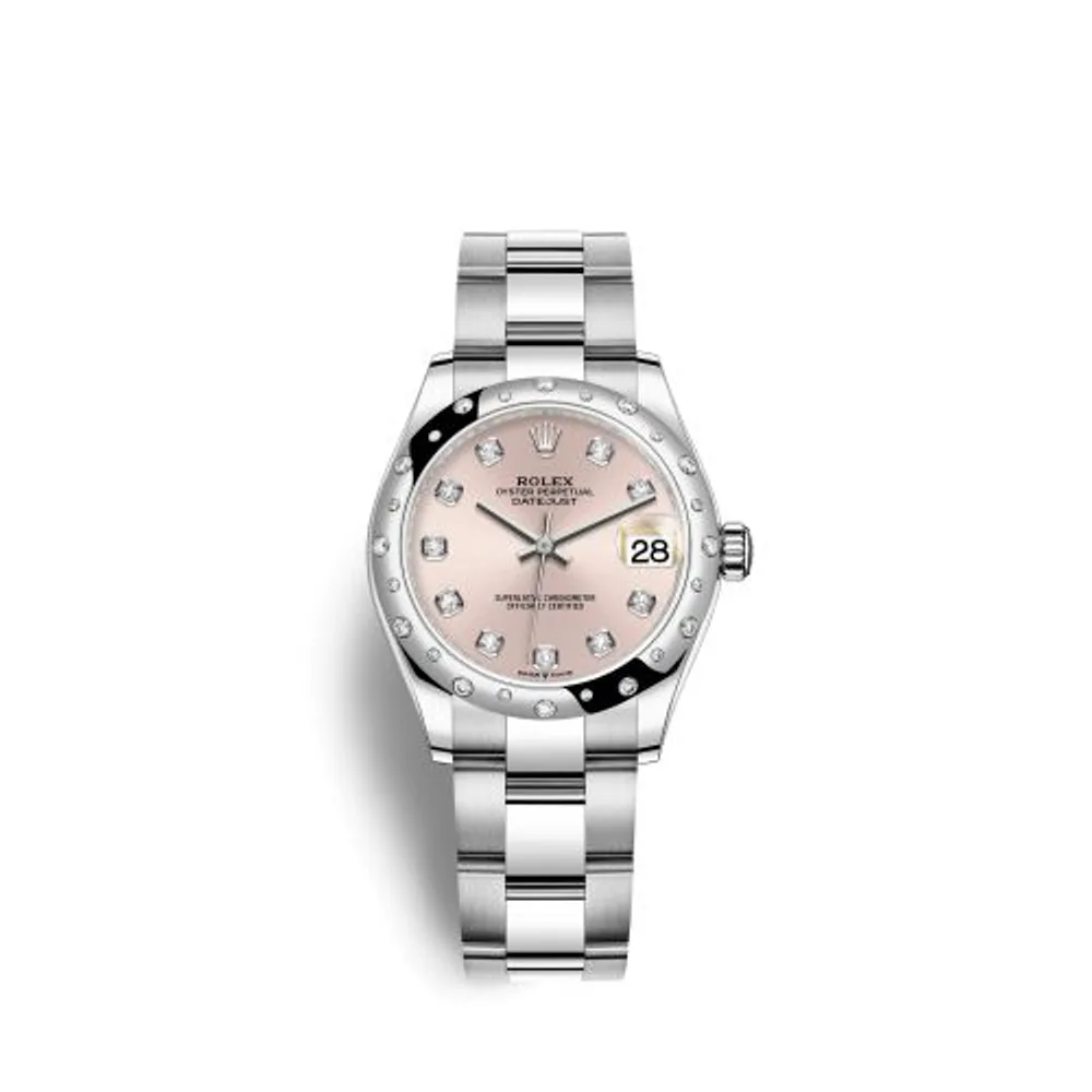 Rolex Datejust 31 Stainless Steel Domed Diamond / Oyster / Pink - Diamond