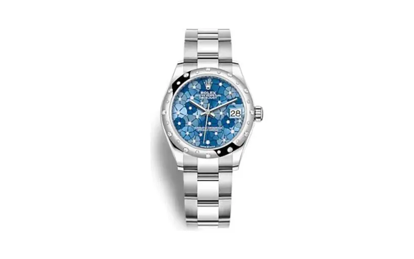 Rolex Datejust 31 Stainless Steel / Domed - Diamond / Blue - Floral / Oyster