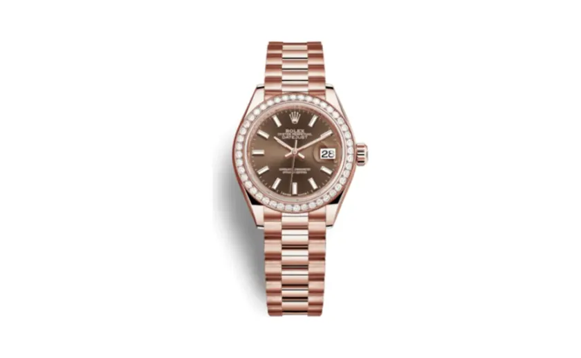 Rolex Lady-Datejust 28 Everose Diamond / President / Chocolate
