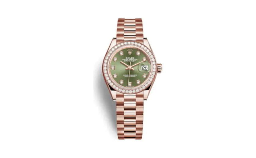 Rolex Lady-Datejust 28 Everose Diamond / President / Olive Diamond