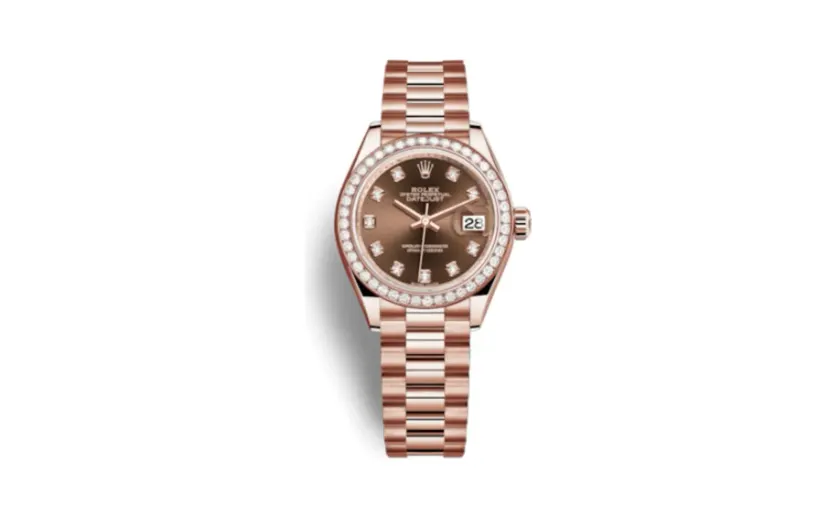 Rolex Lady-Datejust 28 Everose Diamond / President / Chocolate Diamond