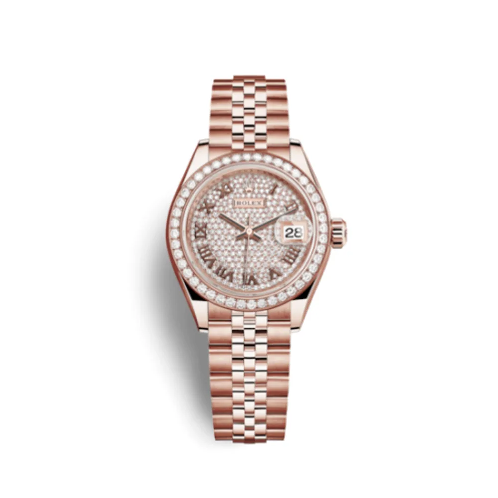 Rolex Lady-Datejust 28 Everose Diamond / Jubilee / Paved Roman