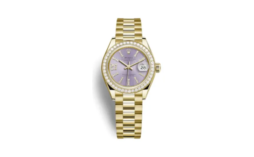 Rolex Lady-Datejust 28 Yellow Gold Diamond / President / Lilac Diamonds