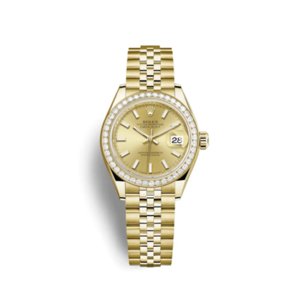 Rolex Lady-Datejust 28 Yellow Gold Diamond / Jubilee / Champagne