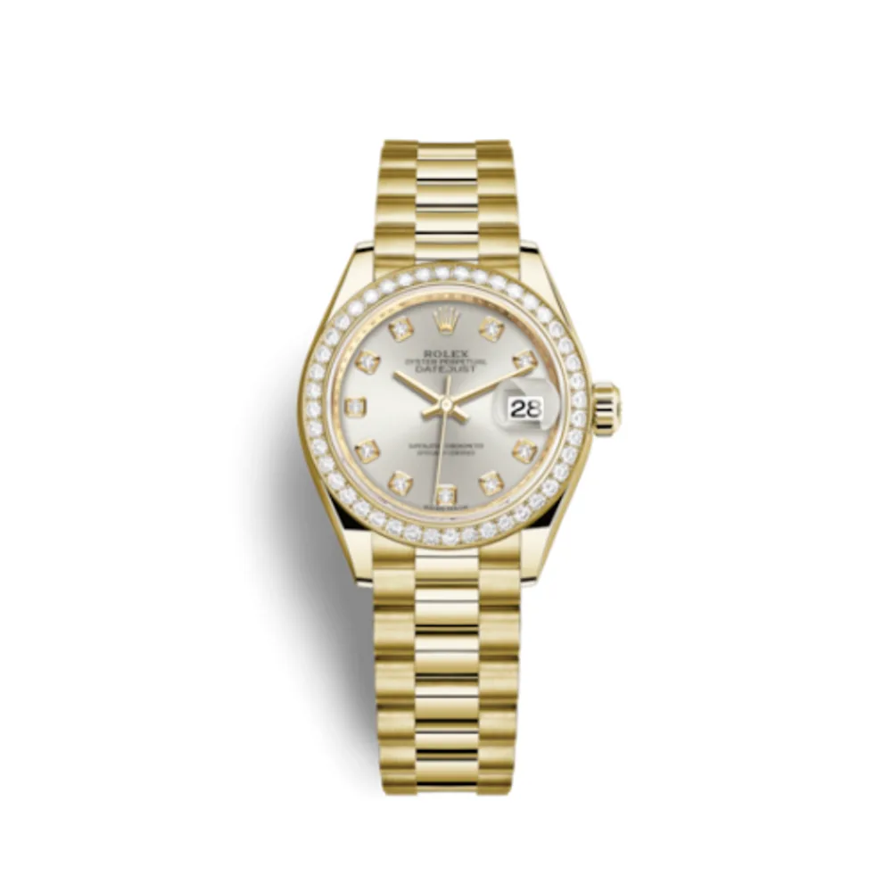 Rolex Lady-Datejust 28 Yellow Gold Diamond / President / Silver Diamond