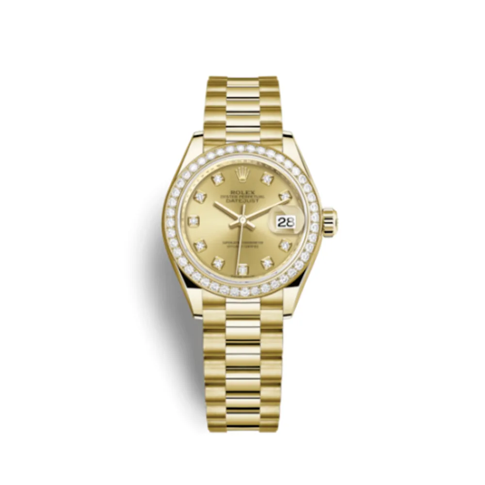 Rolex Lady-Datejust 28 Yellow Gold Diamond / President / Champagne Diamond