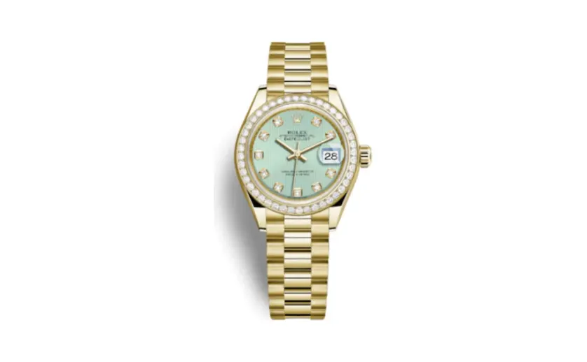 Rolex Lady-Datejust 28 Yellow Gold Diamond / President / Green Diamond