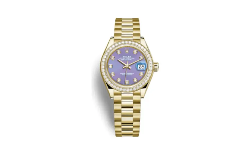 Rolex Lady-Datejust 28 Yellow Gold Diamond / President / Lavender Diamond