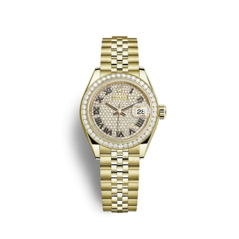 Rolex Lady-Datejust 28 Yellow Gold Diamond / Jubilee / Paved Roman