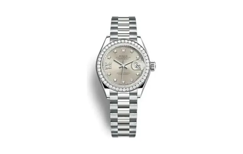 Rolex Lady-Datejust 28 White Gold - Diamond / President / Silver - Diamond