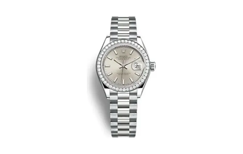 Rolex Lady-Datejust 28 White Gold - Diamond / President / Silver
