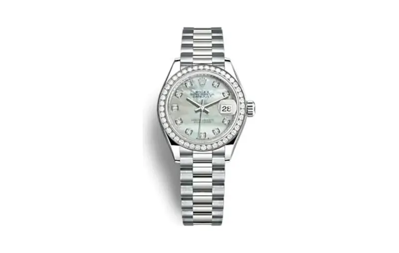 Rolex Lady-Datejust 28 White Gold - Diamond / President / MOP