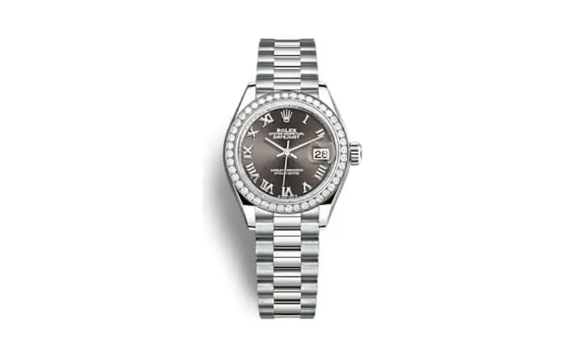 Rolex Lady-Datejust 28 White Gold - Diamond / President / Grey - Roman