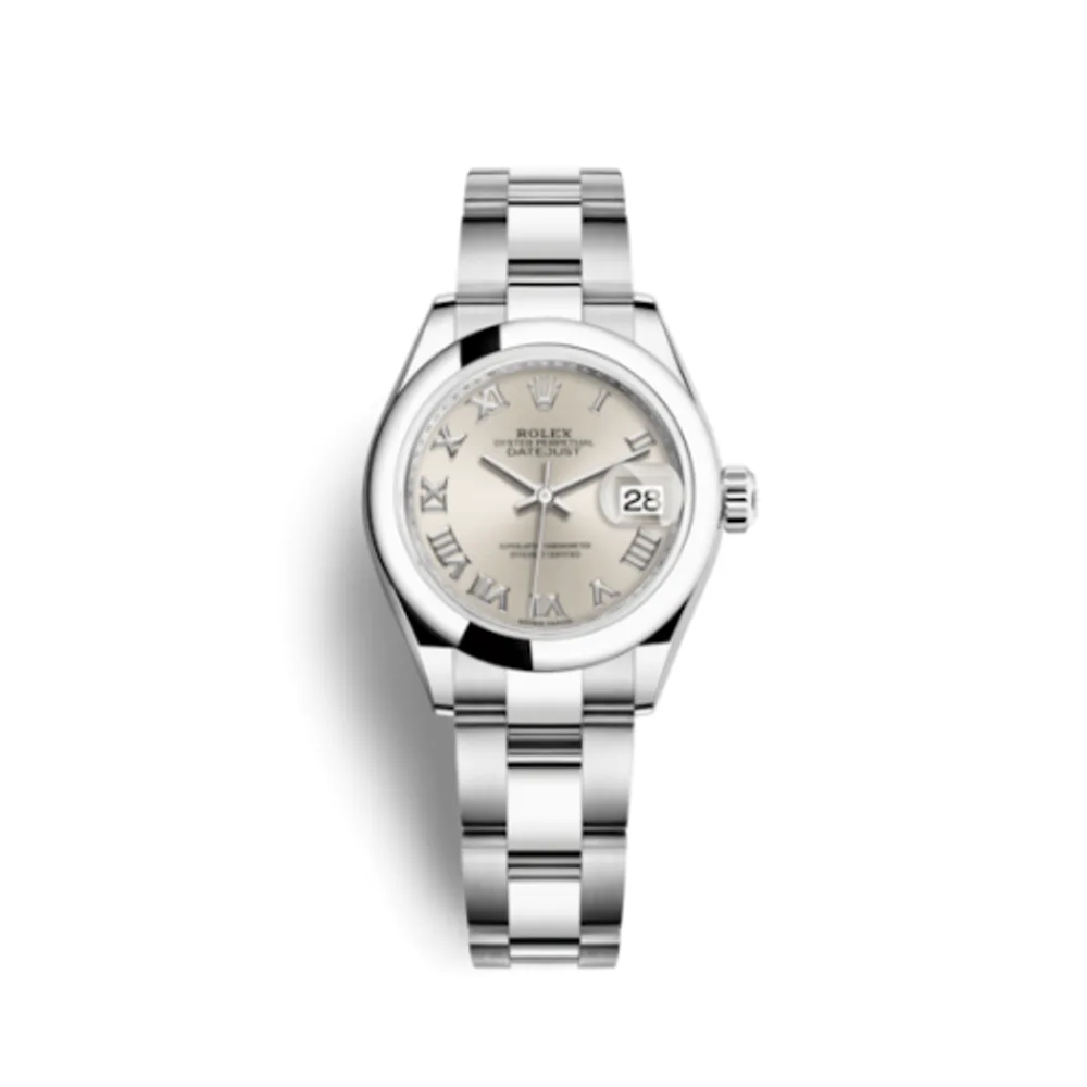 Rolex Lady-Datejust 28 Stainless Steel Domed / Oyster / Silver Roman