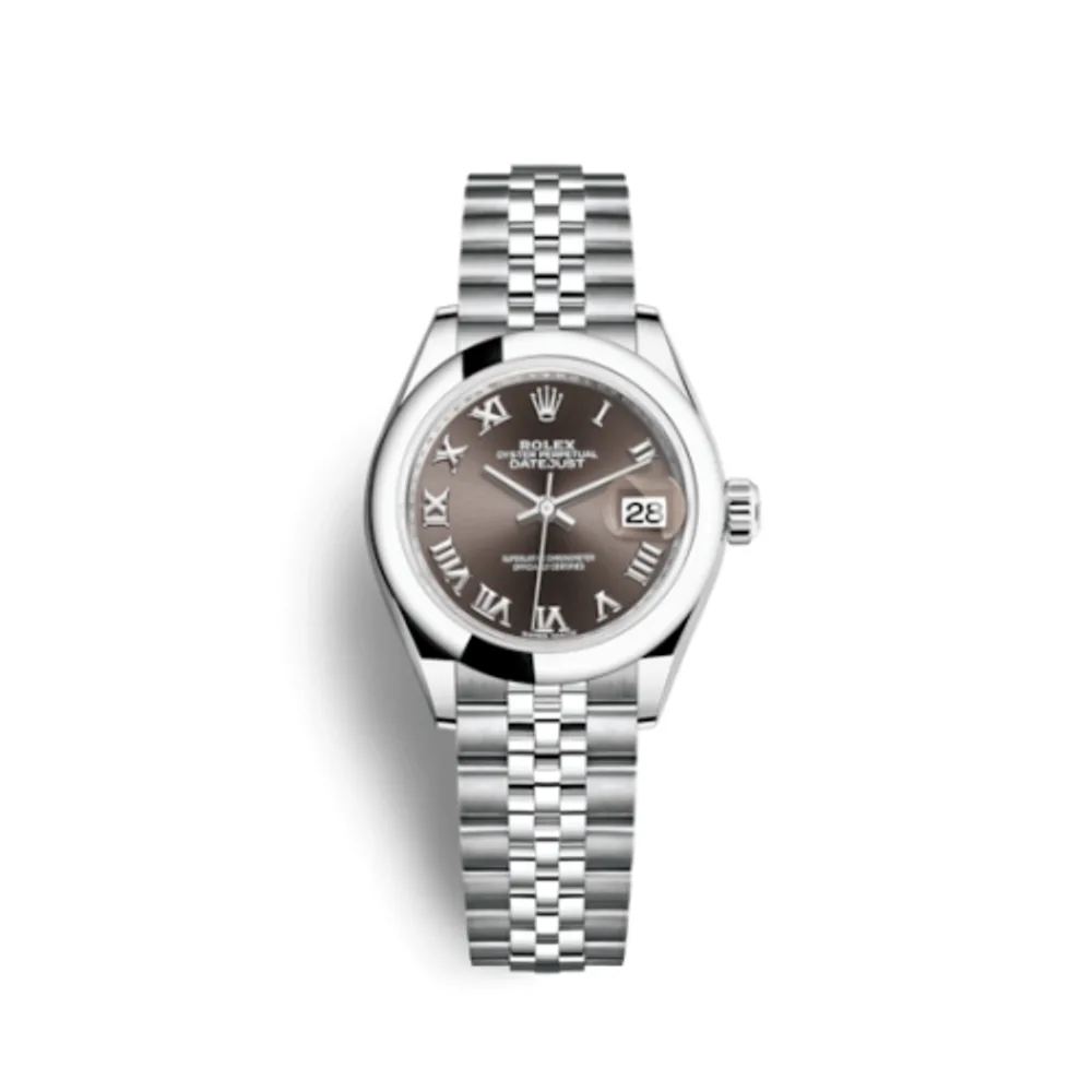 Rolex Lady-Datejust 28 Stainless Steel Domed / Jubilee / Dark Grey Roman
