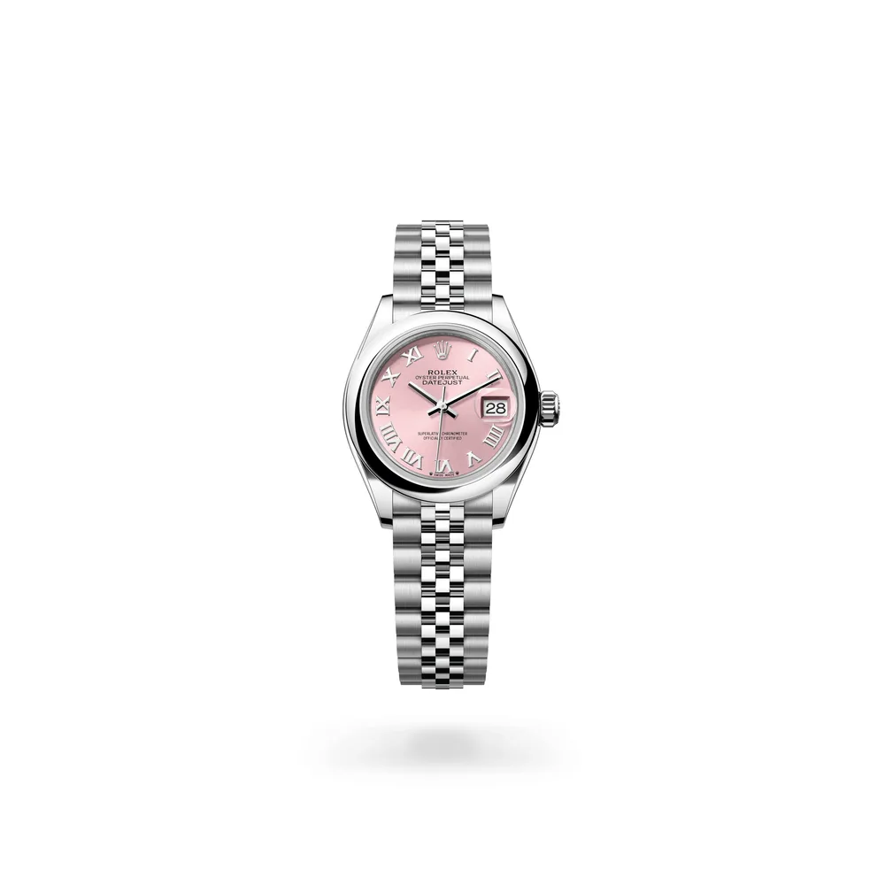 Rolex Lady-Datejust Oyster, 28 mm, Oystersteel, Oystersteel, Pink dial